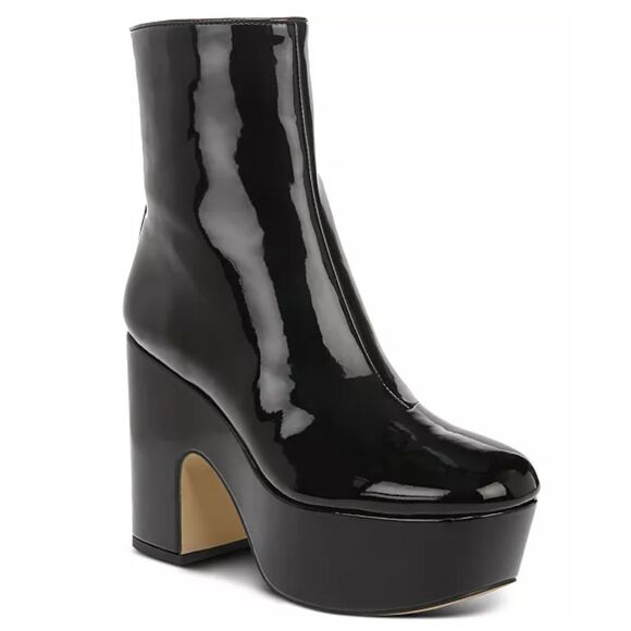 CIRCUS SAM EDELMAN Black Patent "Ilana" Platform Bootie Goth Witchy Retro 8.5 M - Picture 1 of 7